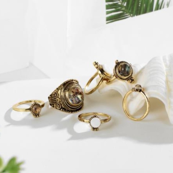 NEW 6pc vintage gold ring set - Picture 2 of 7